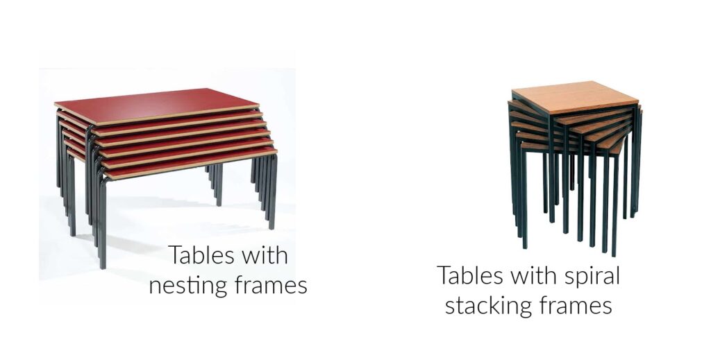 Nesting and spiral stack tables
