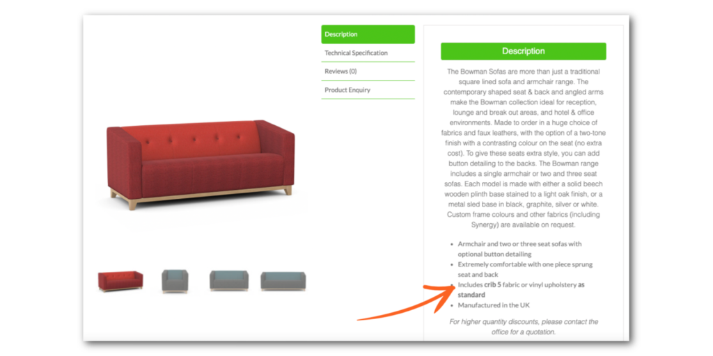 Does an office sofa have to be crib 5 tested