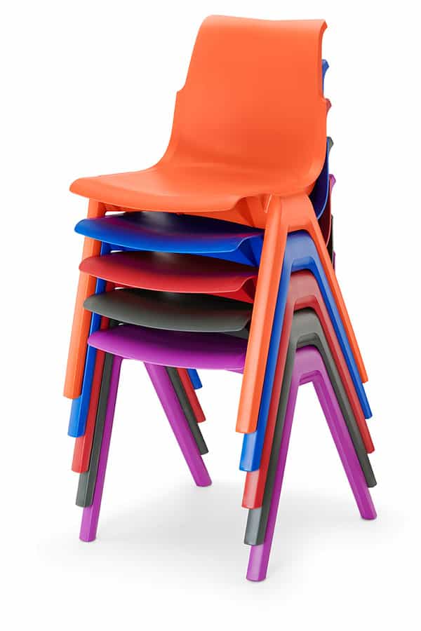 The Ergostak is an easy-to-stack plastic chair.