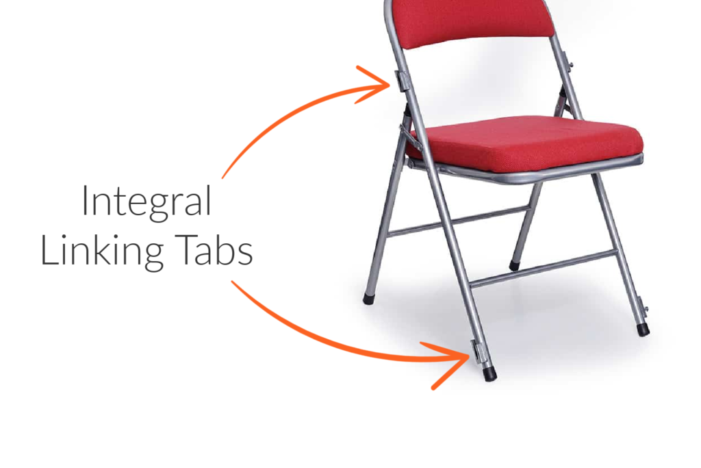 Folding chair with integral linking tabs