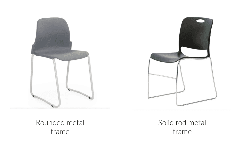 Metal chairs with plastic seats and backs